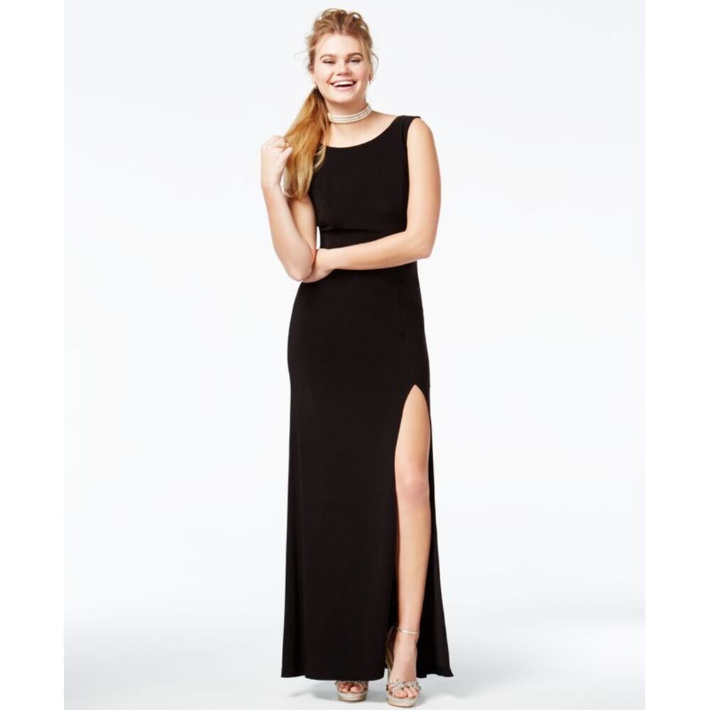 B Darlin Juniors Embellished Low Back Gown
